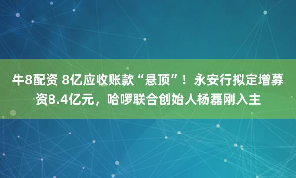 牛8配资 8亿应收账款“悬顶”！永安行拟定增募资8.4亿元，哈啰联合创始人杨磊刚入主